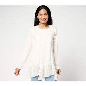 Fashion Women's Top Sz M 100% Cotton Woven Step Hem White A692501